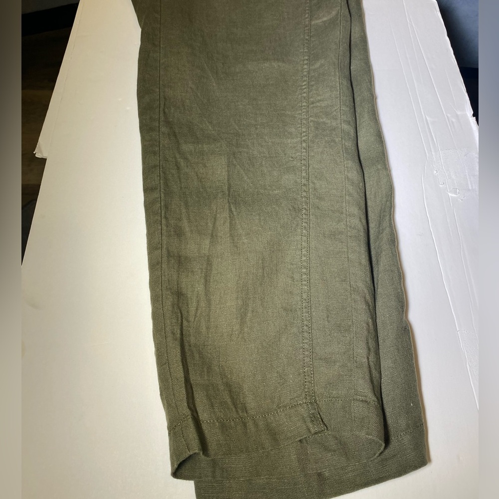 J. Jill Love Linen Tapered Leg Pull On Cropped Joggers Pants Olive Green Sz Med - Picture 6 of 11